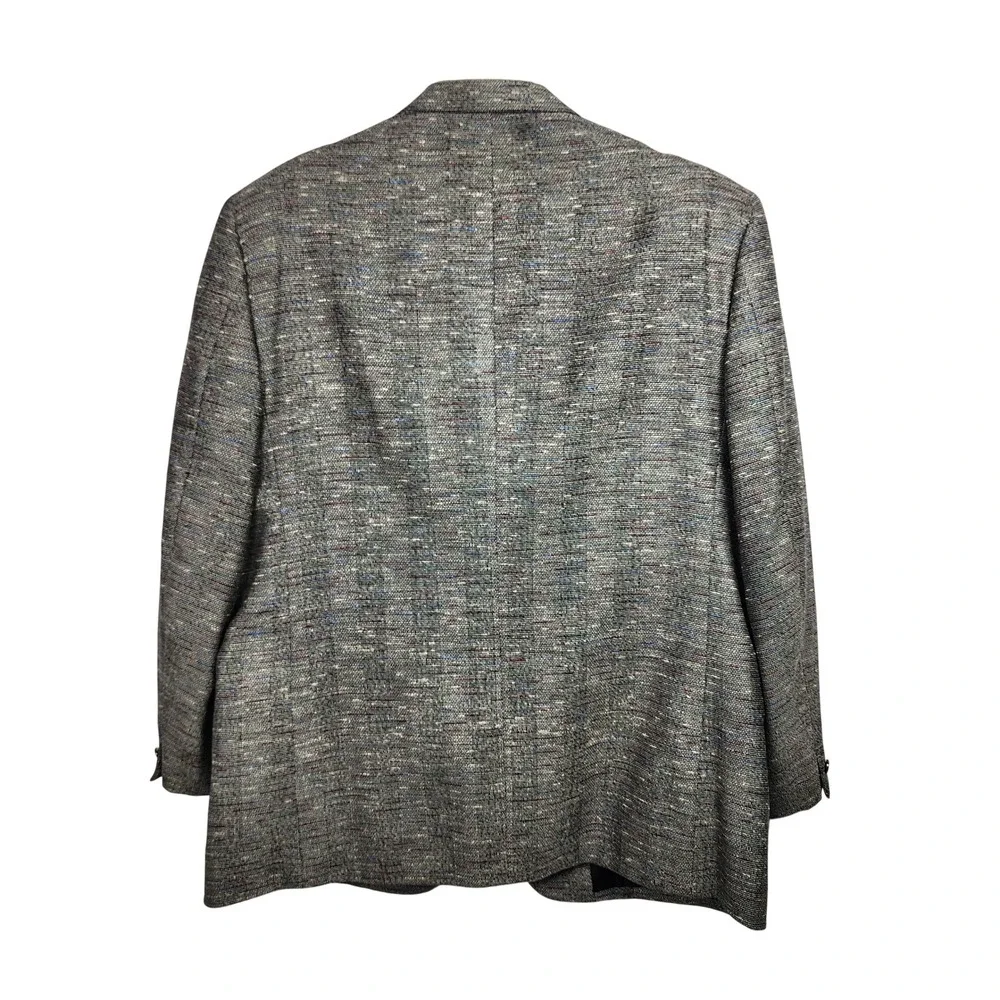 Bartolini Blazer Sport Coat 46R Wool Silk Tweed Gray Multi Office Wedding Casual